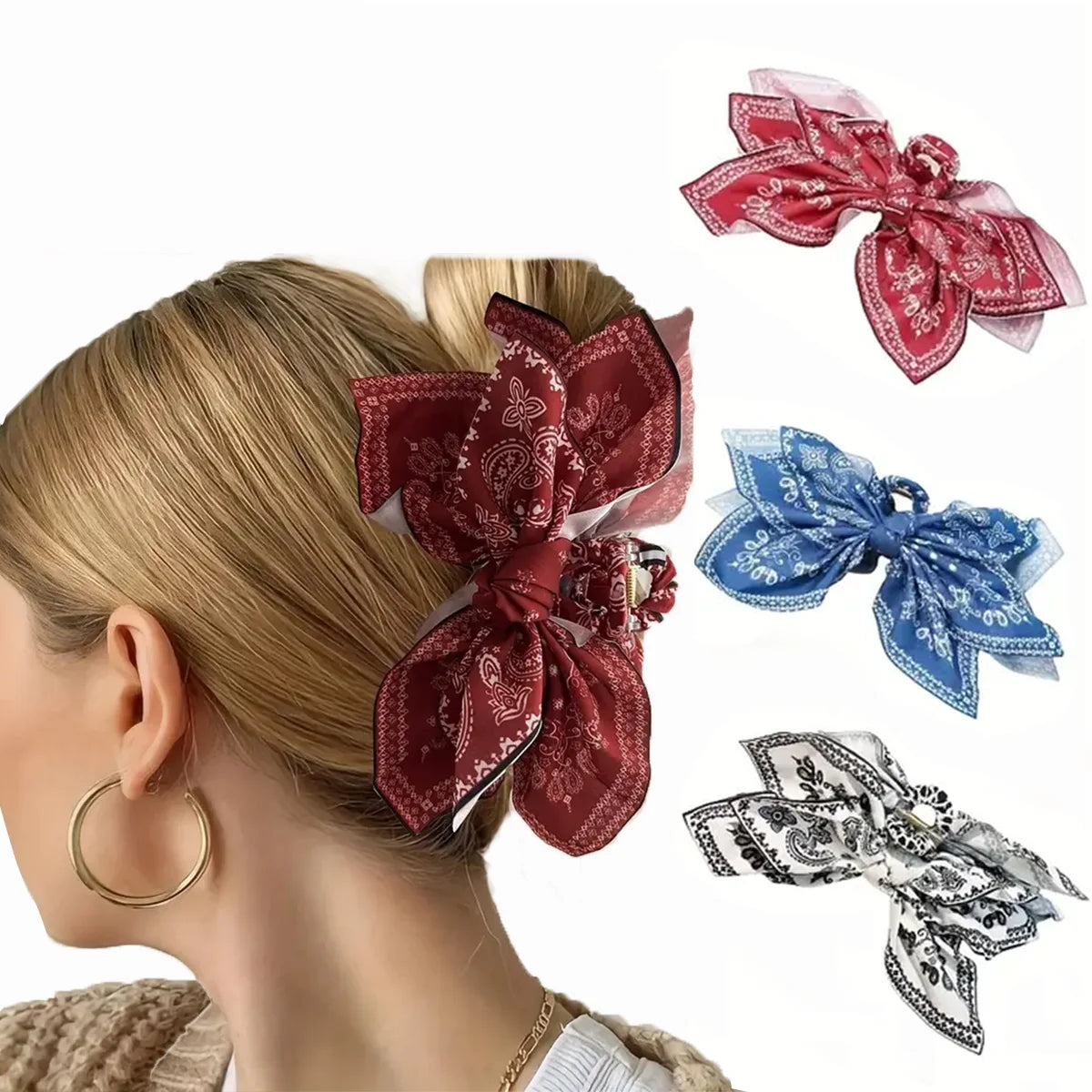 1pc new double-sided cashew flower love grabbing clip butterfly knot hair clip summer vacation shark clip fashion