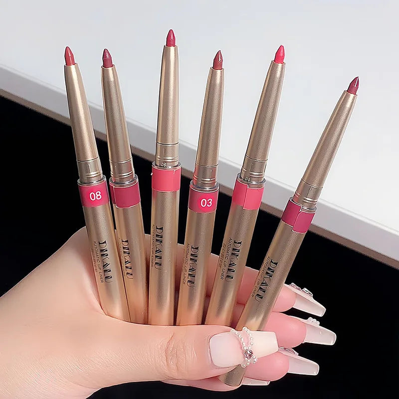 Auto Rotate Red Lip Liner Pencil Stick Makeup Long Lasting Lipstick Pencil Waterproof Moisturizing Lipstick Pencil Korean Makeup