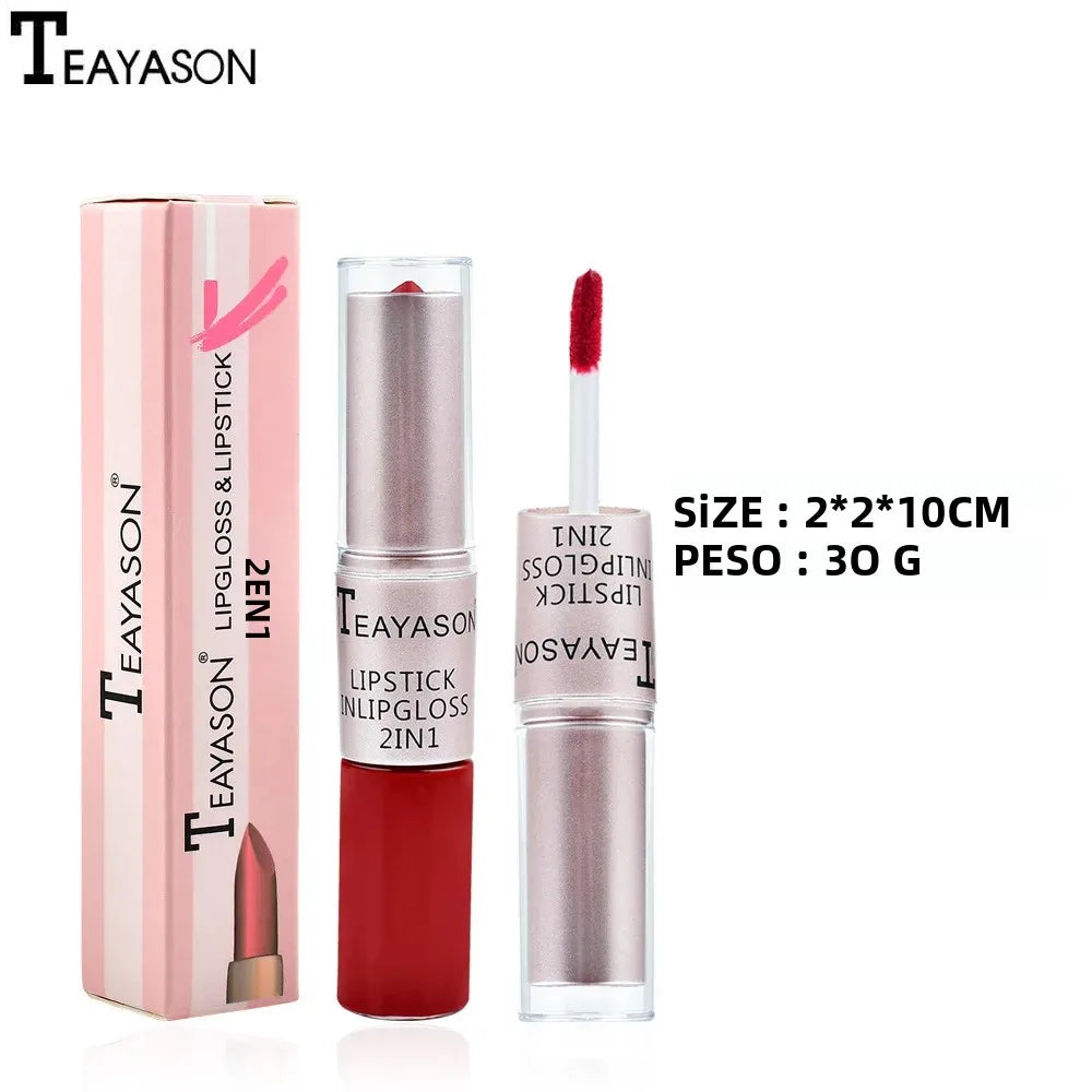 1PC Pink Matte Lipstick Waterproof Long-Lasting Moisture 2-in-1 Lip Tint Sexy Lip Gloss Lip Makeup for Women