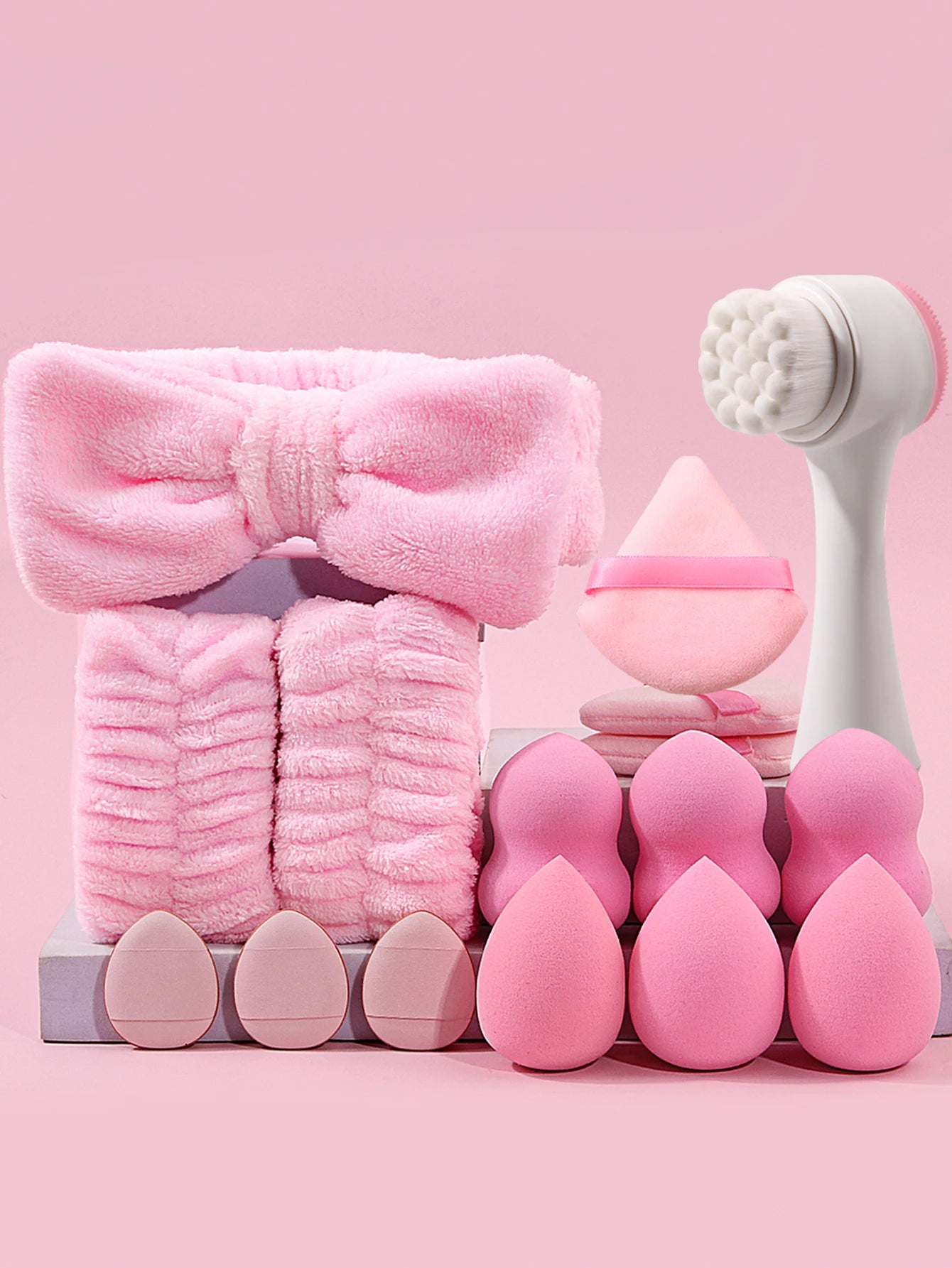 29pcs Tool Kit 13pcs Makeup Brush With 12Pcs Makeup Sponge Set&Face Wash Brush& Headband Wristband Make Up Accessories