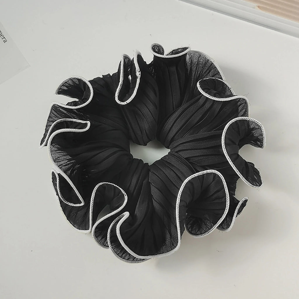 Grands chouchous de mode coréenne pour filles, élastiques à cheveux roses et blancs pour chignon, bandeaux, accessoires pour cheveux pour femmes/couvre-chef.