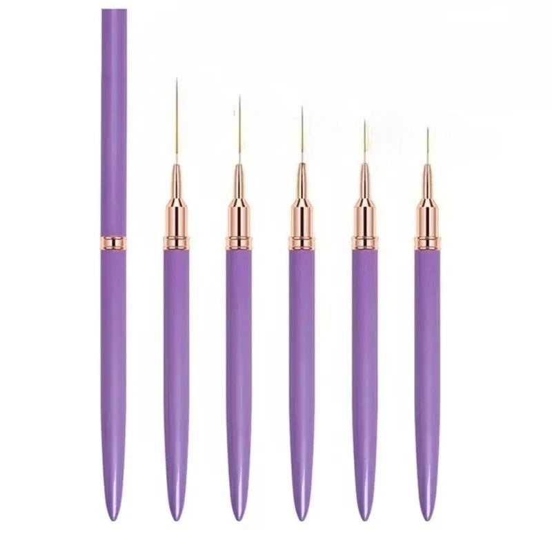 5pcs Nail Art Liner Brush Set UV Gel Nail Brushes Kits French Stripe Line Painting Drawing Flower Pen Professional Manicure Tool
