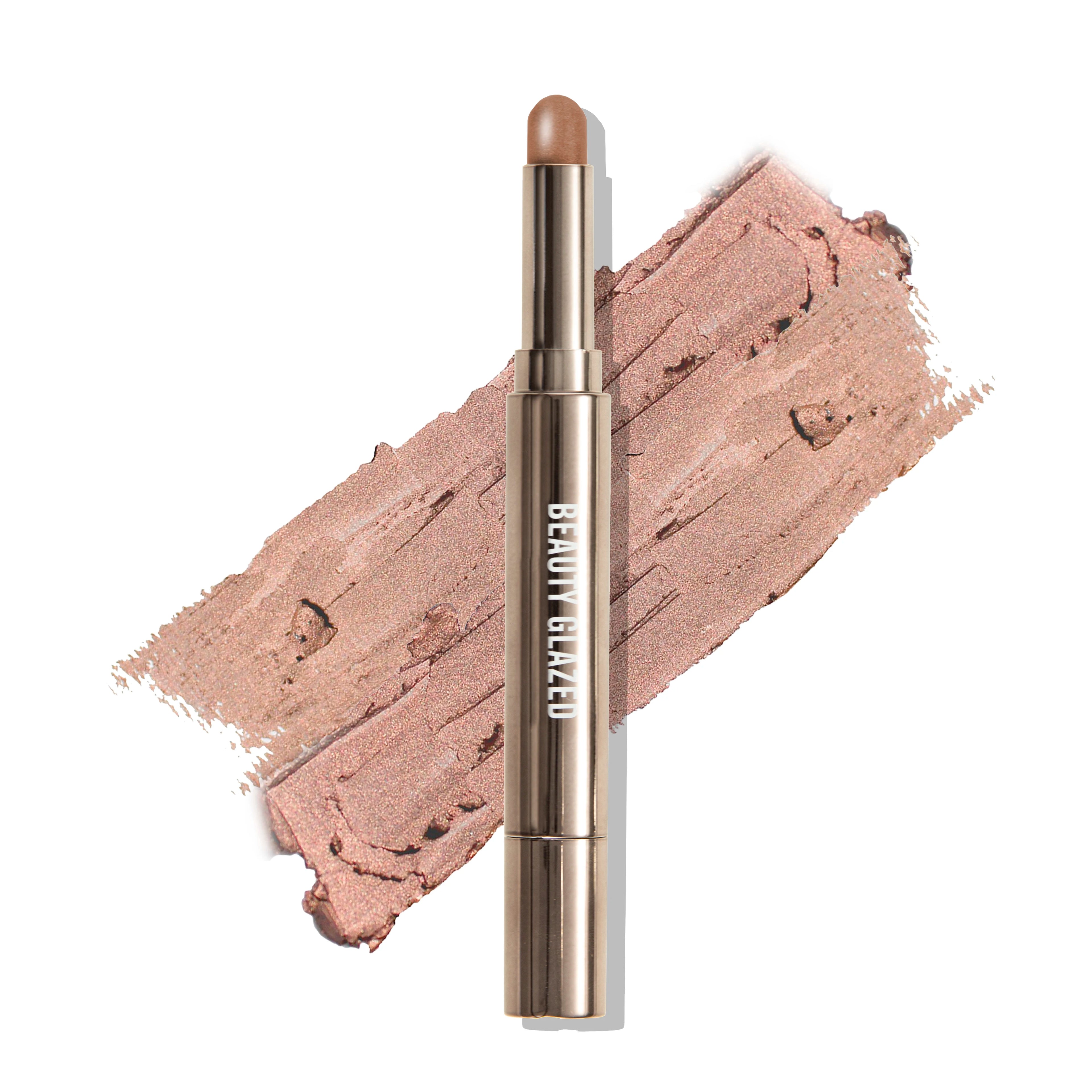 10 Color Double-Ended Eyeshadow Stick Portable Pearlescent Long-Lasting Makeup Pen with Sponge Brush for Easy Contouring