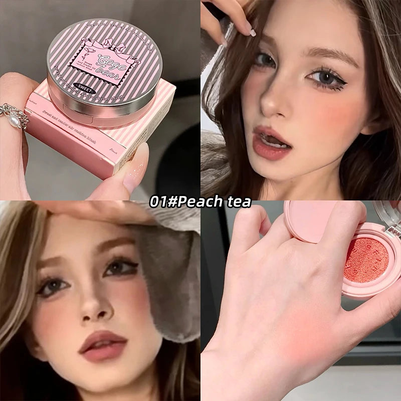 Gege Bear 3 Colors Matte Cream-Textured Cushion Blush with Puff,  Powder-free, Smooth Application, Create  Flawless Daily Makeup