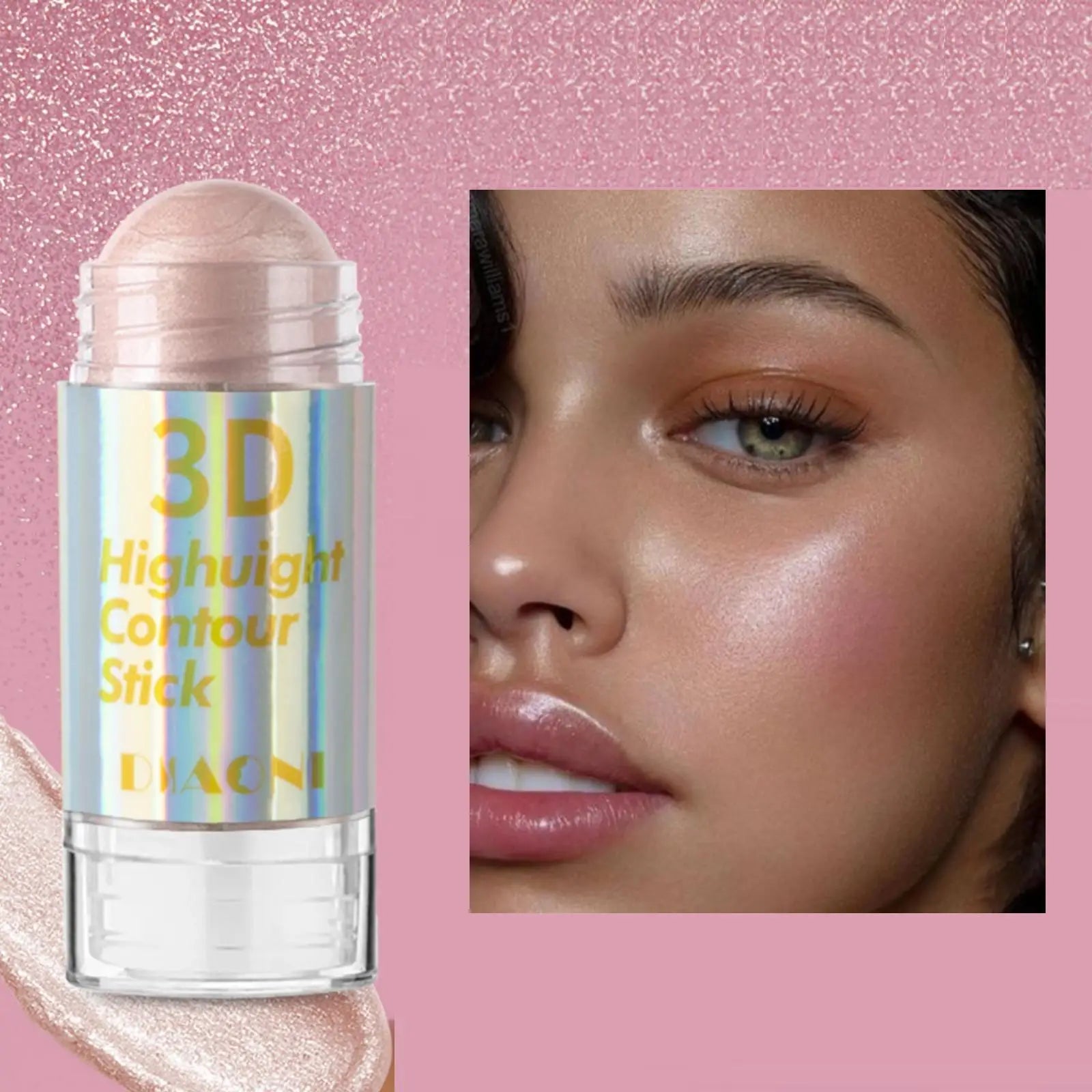 Barre illuminatrice (Highlighter) 3D pour le visage 6 couleurs, cosmétique pour le contour du visage, bronzant, bâton illuminateur scintillant (Shimmer), outil de maquillage crème anti-cernes.