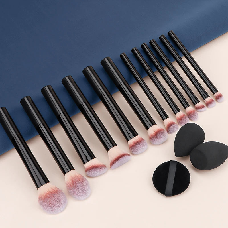 12pcs Professional Makeup Brush Set Eyeshadow Powder Blush Brushes 2pcs Makeup Sponges makeup brushes set premium