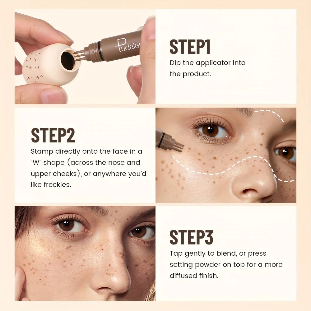 Waterproof & Sweatproof Temporary Freckles Stamp Pen - Light Coverage Liquid Formula for Natural Nude Makeup