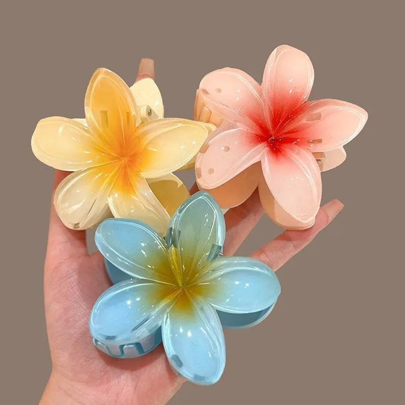 New Hawaiian Gradient Hair Clips Women Flower Hair Claws Shark Hairpins Vacation Beach Style Hairpins Hair Accessories