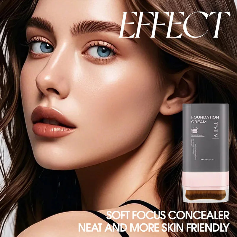 TVLV Concealing Foundation Stick: 5 Shades with Built-In Brush - Cream Finish, Lightweight and Waterproof Formula,