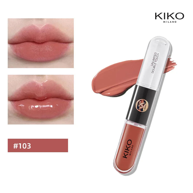 Hot Kiko Double Headed Lipstick Transparent Mirror Lip Gloss Non Fading Oil Sexy Rich Lip Gloss Milk Tea Bean Paste Naked Makeup
