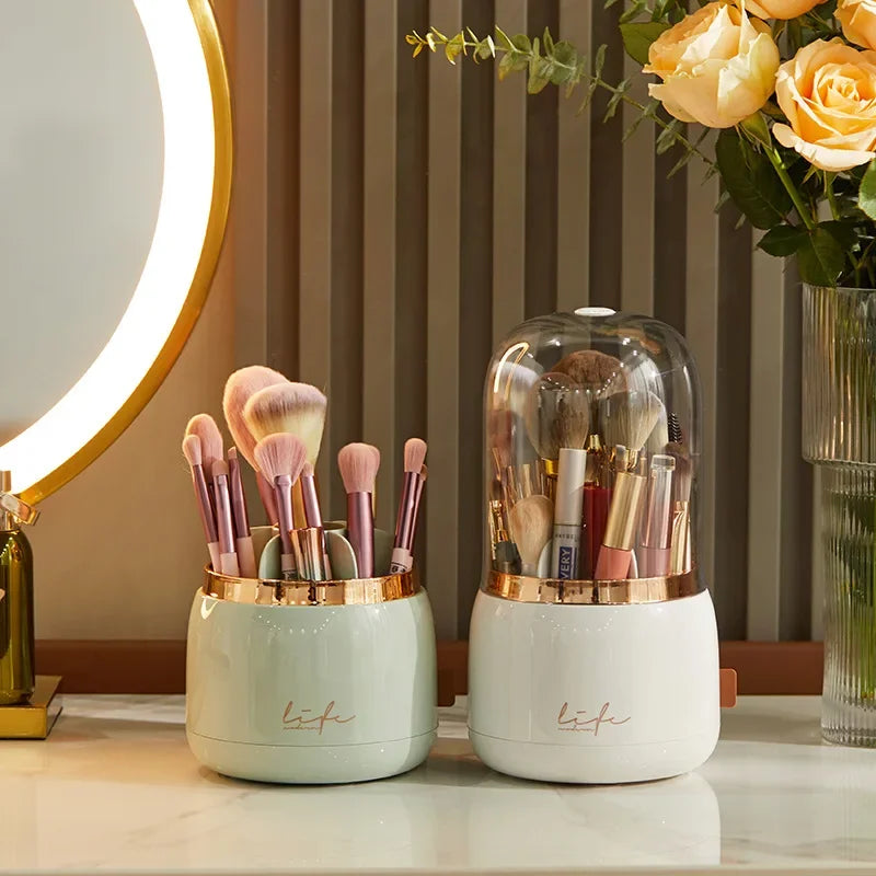 360° Rotating Makeup Organizer Brush Holder Cosmetic Storage Box Pen Case Lipstick Organizer - Clear Plastic Makeup Storage