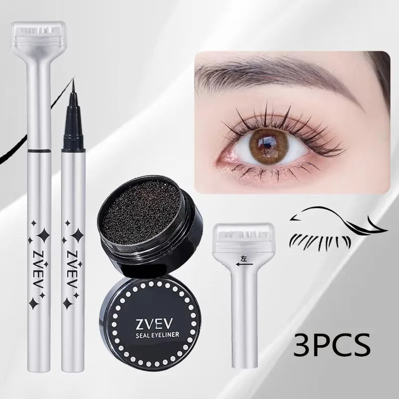 ZVEV Lazy Lower Eyelash Stamp Eyeliner Waterproof Sweatproof Combo Pack No Color Loss 2-in-1 Beginner Convenient