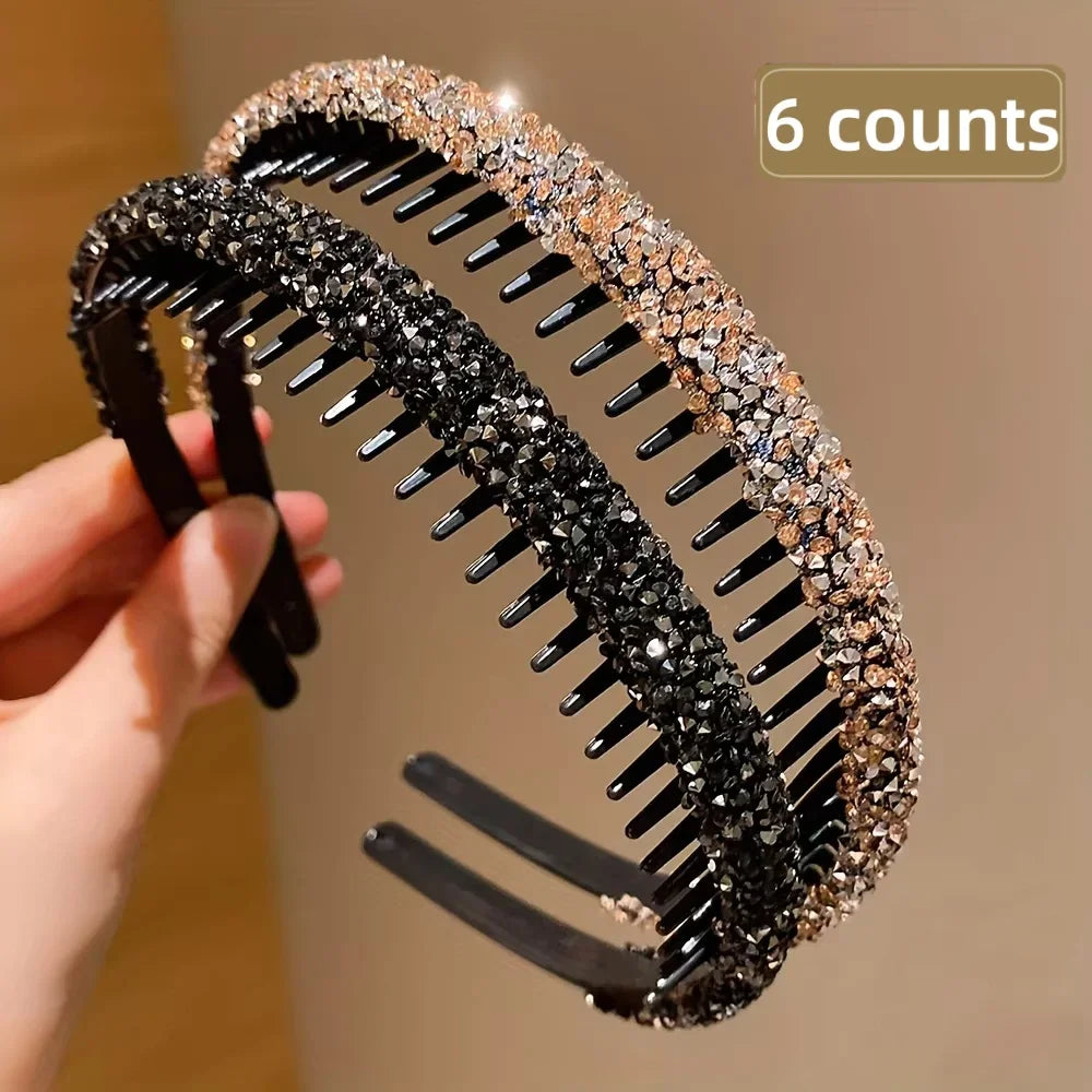 2/6Pieces of Children's Toothed Rhinestone Non-Slip Headbands Do Not Strangle the Head