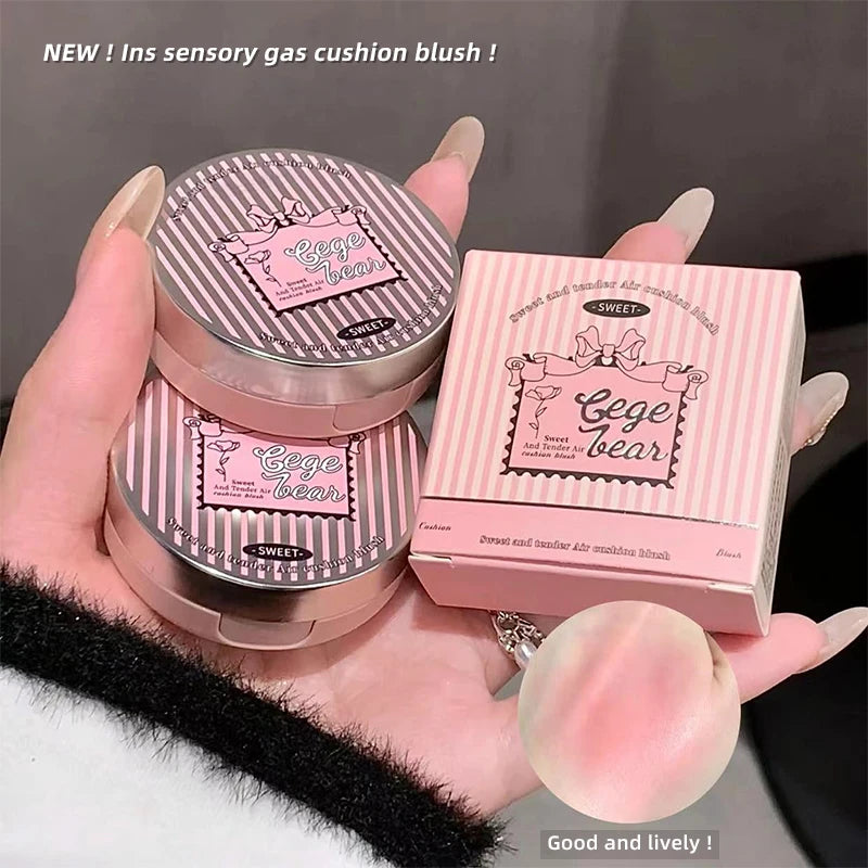 Gege Bear 3 Colors Matte Cream-Textured Cushion Blush with Puff,  Powder-free, Smooth Application, Create  Flawless Daily Makeup