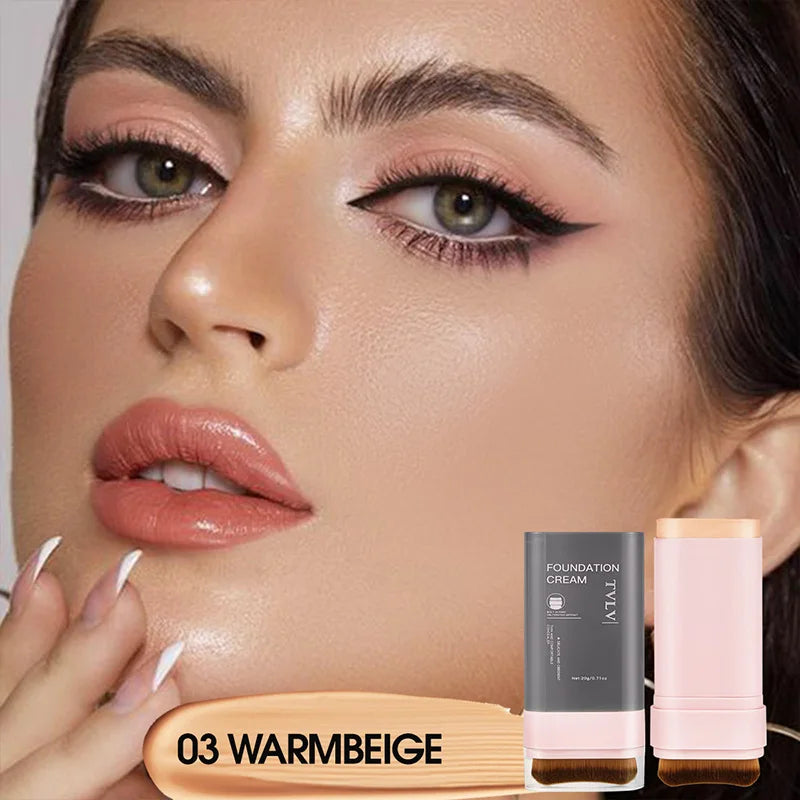 TVLV Concealing Foundation Stick: 5 Shades with Built-In Brush - Cream Finish, Lightweight and Waterproof Formula,