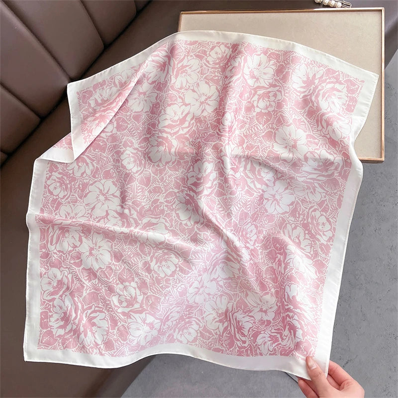 70cm Square Lemon Print Yellow Square Silk Scarf Casual Elegant Thin Breathable Neck Women Windproof Head Wrap Hair Scarves