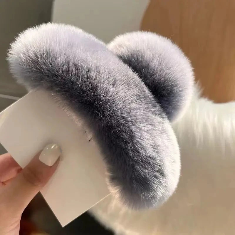 1PC solid color plush clip, high-end texture, autumn and winter multi hair hair clip, feminine temperament, hairstyle