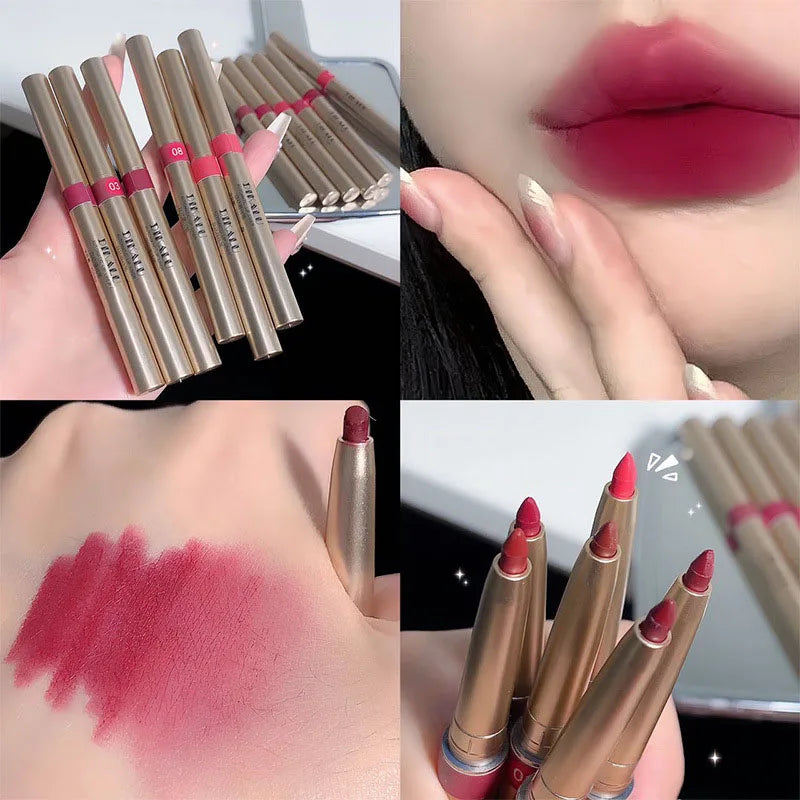 Auto Rotate Red Lip Liner Pencil Stick Makeup Long Lasting Lipstick Pencil Waterproof Moisturizing Lipstick Pencil Korean Makeup