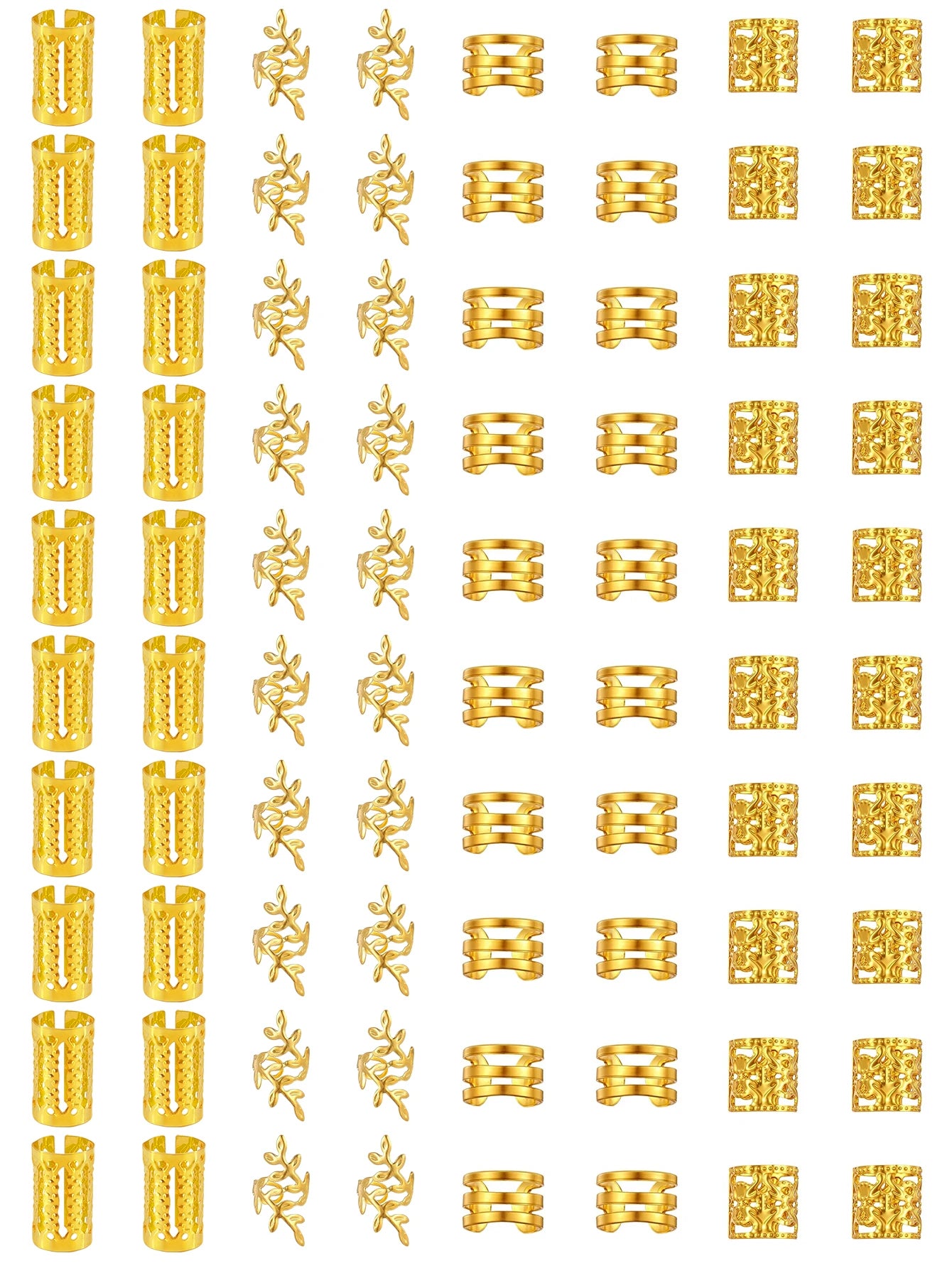 40/80PCS Elegant Hollow Out Hair Rings  For Women Girls DIY Hair Accessories Loc Hair Jewelry for Braids