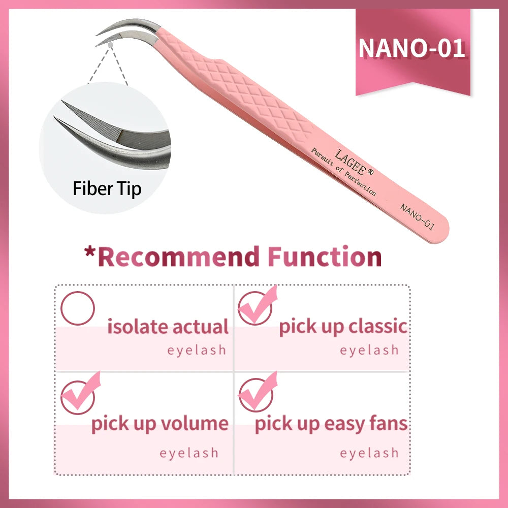 LAGEE Fiber Tip Eyelash Extension Tweezer Volume Isolation Precise Lash Tweezers Nano Technology Eyebrow from Nagaraku Makeup