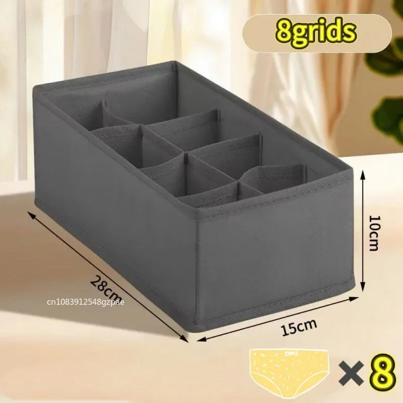 4pcs/1set Underwear Storage Box Foldable Non-woven Storage Box Six-piece Set Underwear Bra Socks Drawer Storage Finishing Box