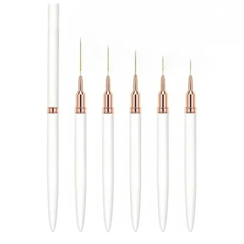 5pcs Nail Art Liner Brush Set UV Gel Nail Brushes Kits French Stripe Line Painting Drawing Flower Pen Professional Manicure Tool
