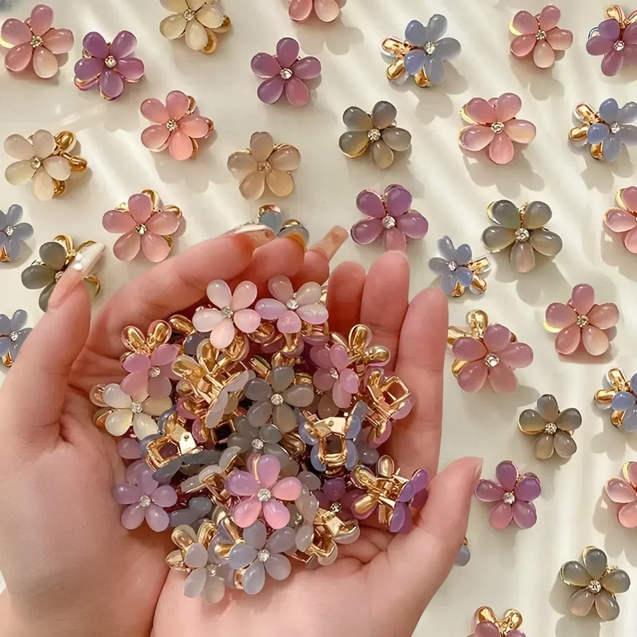 1/10pcs Cute Mini Flower Hairclip Claws Women Girls Colorful Opal Hairpins Sweet Small Headdress Barrettes Accessories