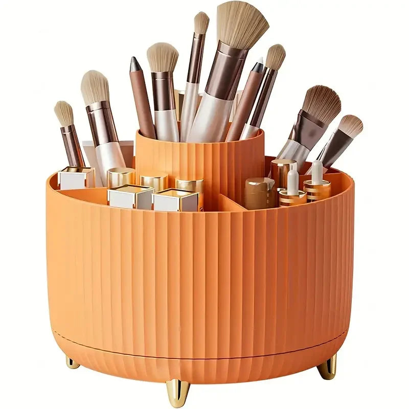 360° Rotating Makeup Tool Storage Box Desktop Organizer Cosmetic Brushes Holder Lipstick Eyebrow Pencil Holder Jewelry Container