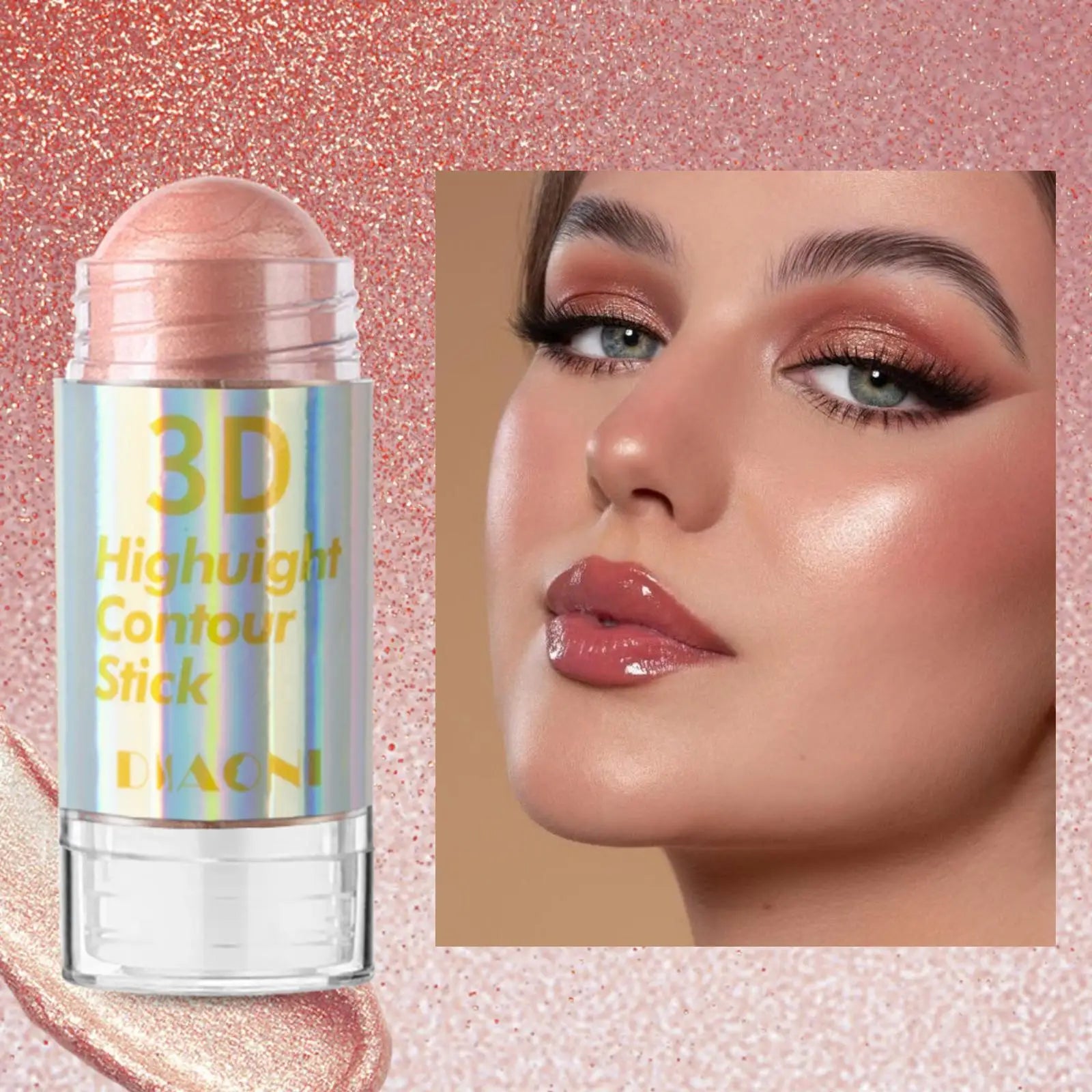 Barre illuminatrice (Highlighter) 3D pour le visage 6 couleurs, cosmétique pour le contour du visage, bronzant, bâton illuminateur scintillant (Shimmer), outil de maquillage crème anti-cernes.