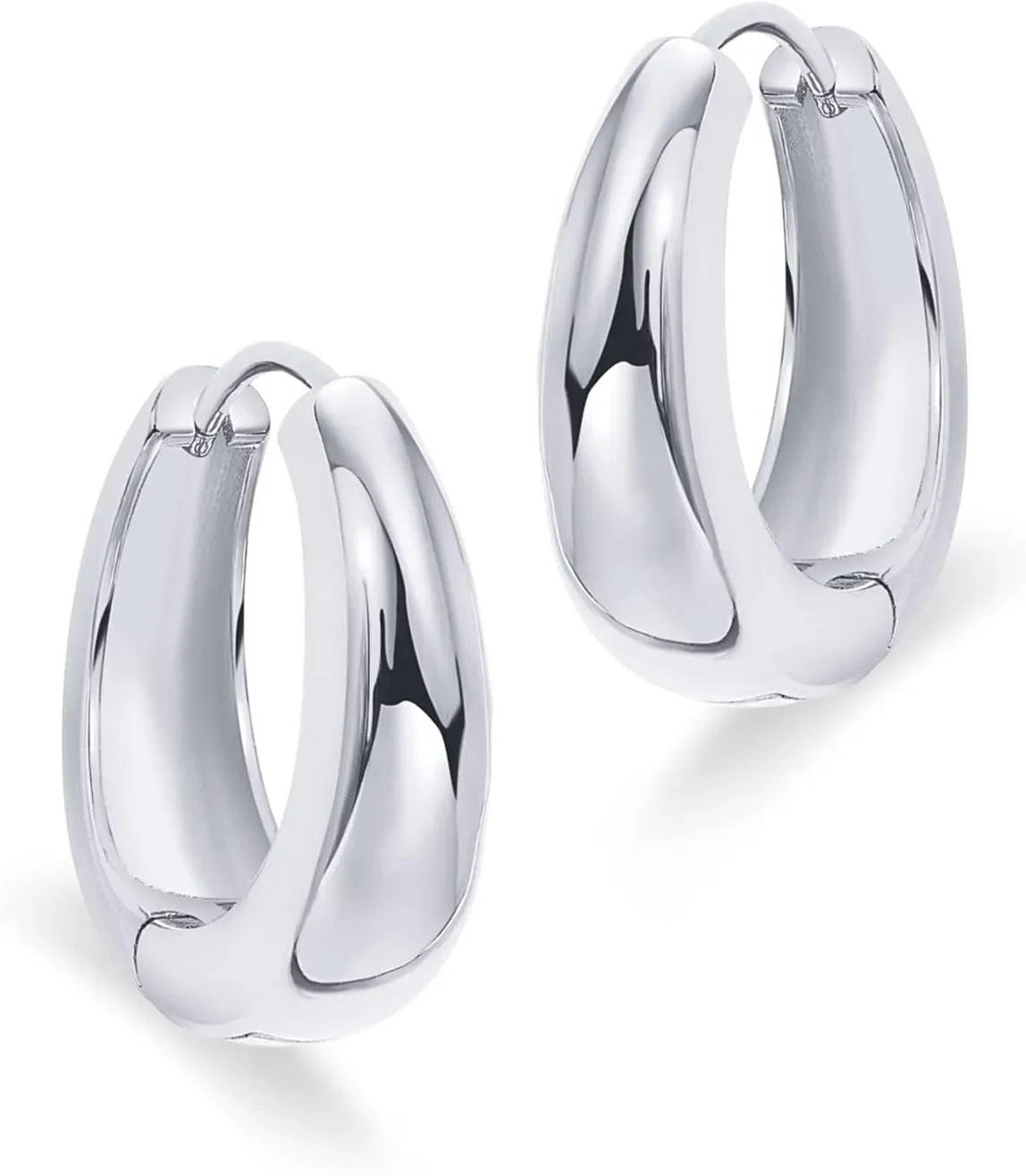 14K Gold Plated Sterling Silver Post Small Chunky Hoops Earrings | Thick Lightweight Gold Hoop Earrings for Women Retro style