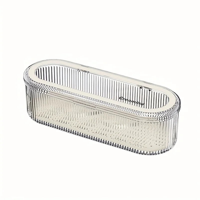 1pc Transparent Makeup Brush Organizer with Lid Cosmetic Brush Storage Box Dustproof Acrylic Holder Vanity Bathroom Accessories