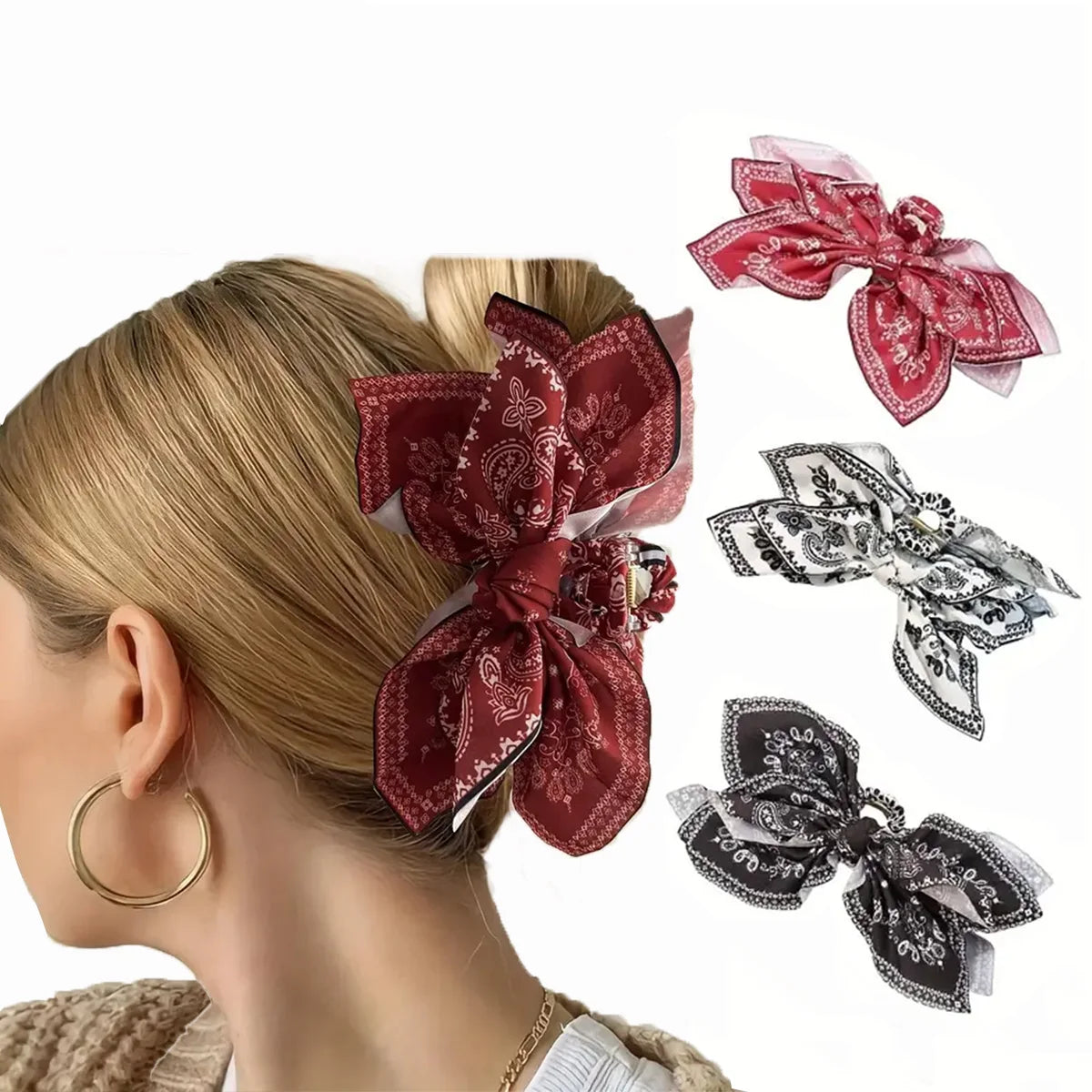 1pc new double-sided cashew flower love grabbing clip butterfly knot hair clip summer vacation shark clip fashion