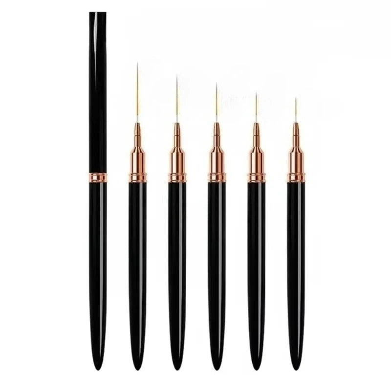 5pcs Nail Art Liner Brush Set UV Gel Nail Brushes Kits French Stripe Line Painting Drawing Flower Pen Professional Manicure Tool