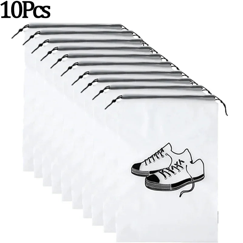 10/1Pcs Transparent Shoes Storage Bag Portable Travel Packing Drawstring Pouch Waterproof Dust-proof Bags Home Shoes Organizer