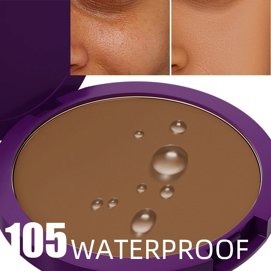 5 Colors Matte Full Coverage Pressed Powder Foundation 24H Fresh Wear Matte Weightless Finishing Powder Cosmetic Face Makeup