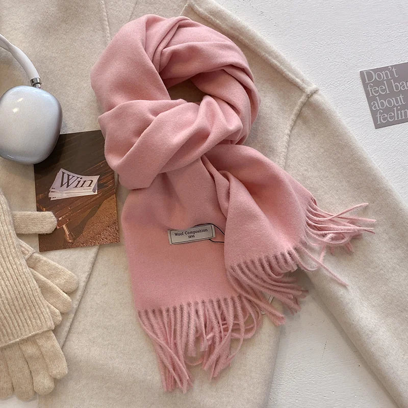 Luxury Winter Wool Scarf Women Cashmere Warm Pashmina Brand Foulard Female Shawls Wraps Thick Soft Bufanda Scarves Stole 2024