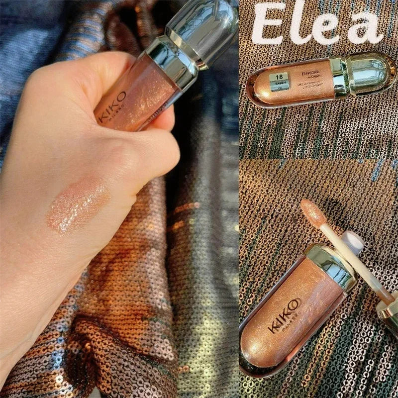 3D Liquid Lip Glaze Transparent Lip Gloss Mirror Lipstick Nourishing Glossy Full Lips Not Fading Milk Tea Bean Paste Makeup