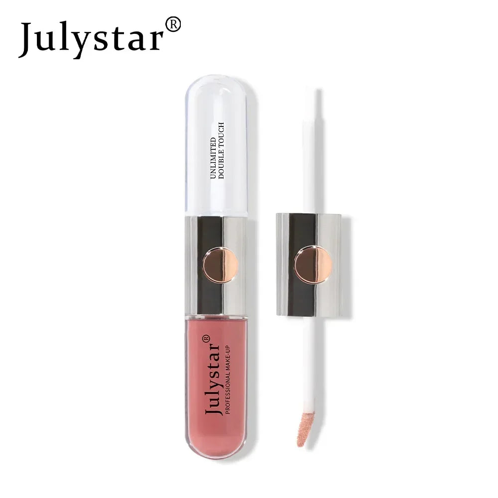 Julystar New Double Head Lip Gloss Lip Oil Set 9 Colors Matte Moisturize Waterproof 2 in 1 Liquid Lipstick Fashion Lip Glaze 6ml