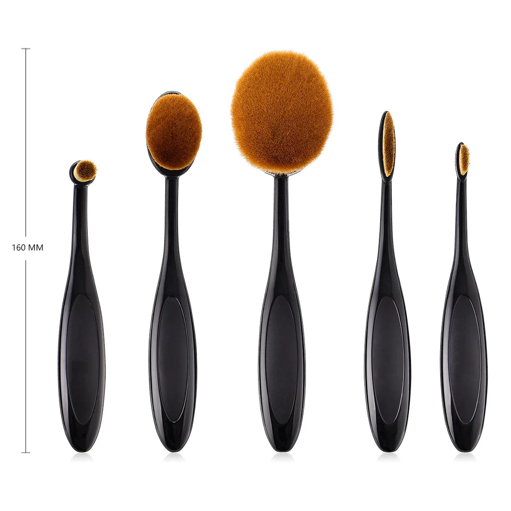 5Pcs Oval Makeup Brushes Portable Toothbrush Oval Nylon Hair Cosmetic Makeup Blush Face Foundation Blending Brush Makeup Tool