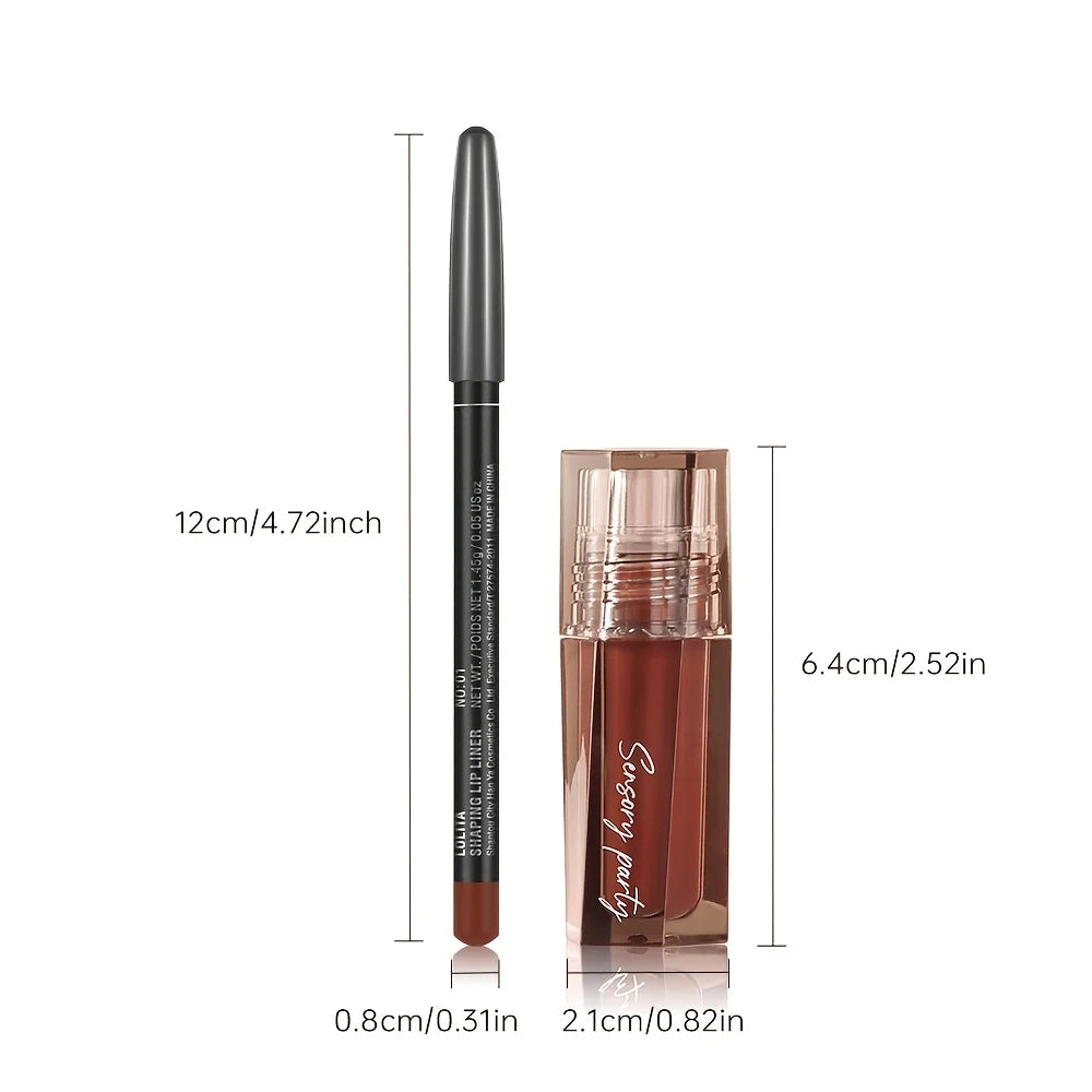 Hydrating Lip Gloss & Lip Liner Set - Define Your Lips with 3D Precision,Perfectly Versatile for Every Makeup Style