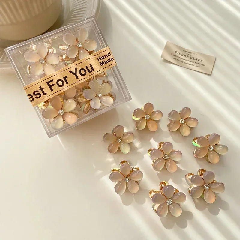 1/10pcs Cute Mini Flower Hairclip Claws Women Girls Colorful Opal Hairpins Sweet Small Headdress Barrettes Accessories