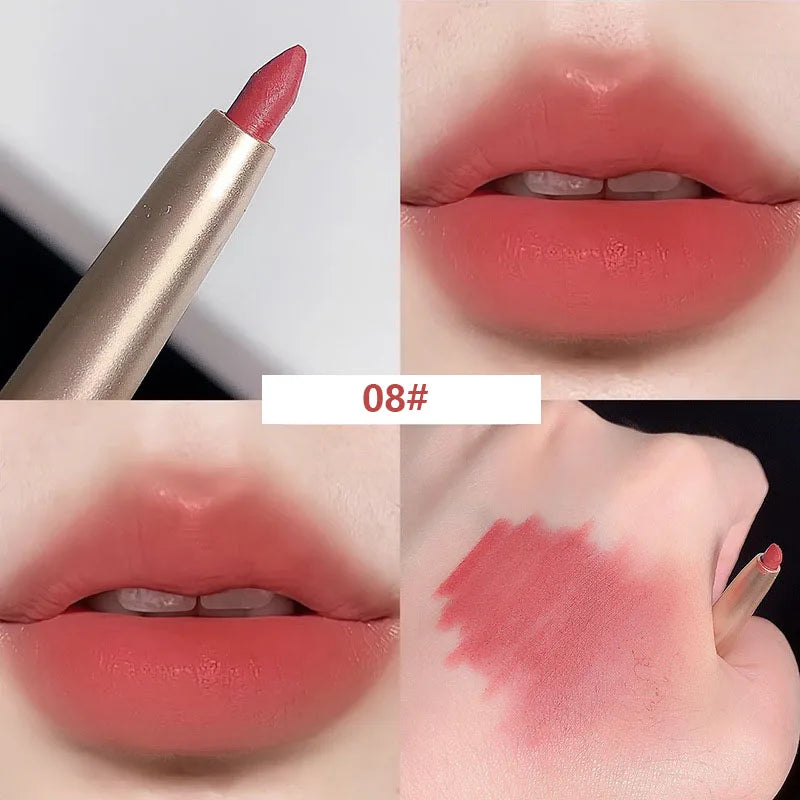 Auto Rotate Red Lip Liner Pencil Stick Makeup Long Lasting Lipstick Pencil Waterproof Moisturizing Lipstick Pencil Korean Makeup