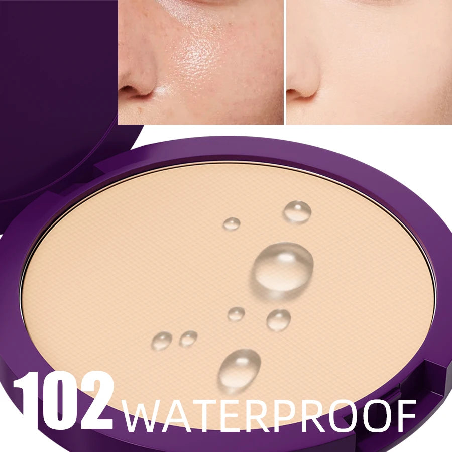 5 Colors Matte Full Coverage Pressed Powder Foundation 24H Fresh Wear Matte Weightless Finishing Powder Cosmetic Face Makeup