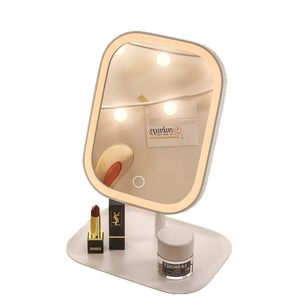 Internet celebrity with illuminated makeup mirror, student desktop makeup mirror, desktop touch up makeup mirror