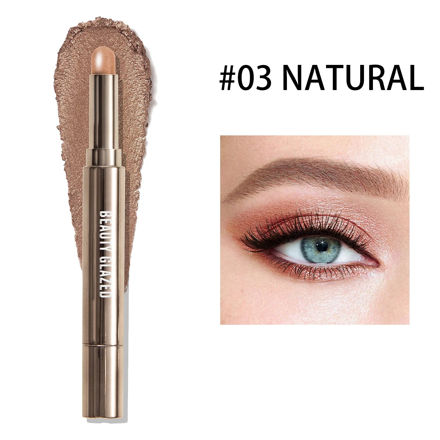 10 Color Double-Ended Eyeshadow Stick Portable Pearlescent Long-Lasting Makeup Pen with Sponge Brush for Easy Contouring