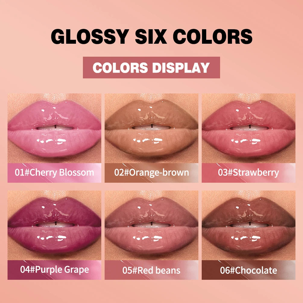 QIBEST Crystal Lip Balm Moisturizing Lip Gloss Oil Jelly Lipgloss Long Lasting Liquid Lipstick Hydrating Tinted Lip Serum Makeup