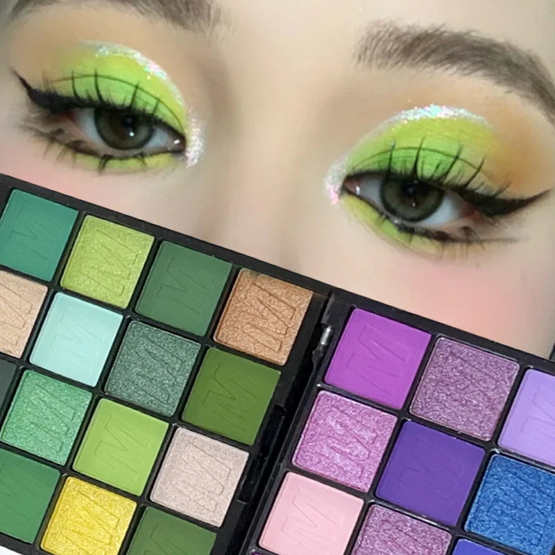 Green Blue Eyeshadow Palette Makeup Waterproof Lasting Shimmer Eyes Powder Pigments Matte Glitter Eye Shadow Palette Cosmetics