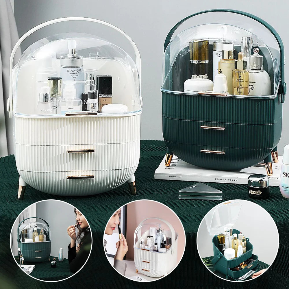 Desktop Makeup Organizer Transparent Jewelry Cosmetic Storage Box Dustproof Large Capacity Makeup Container Jewelry Organizer