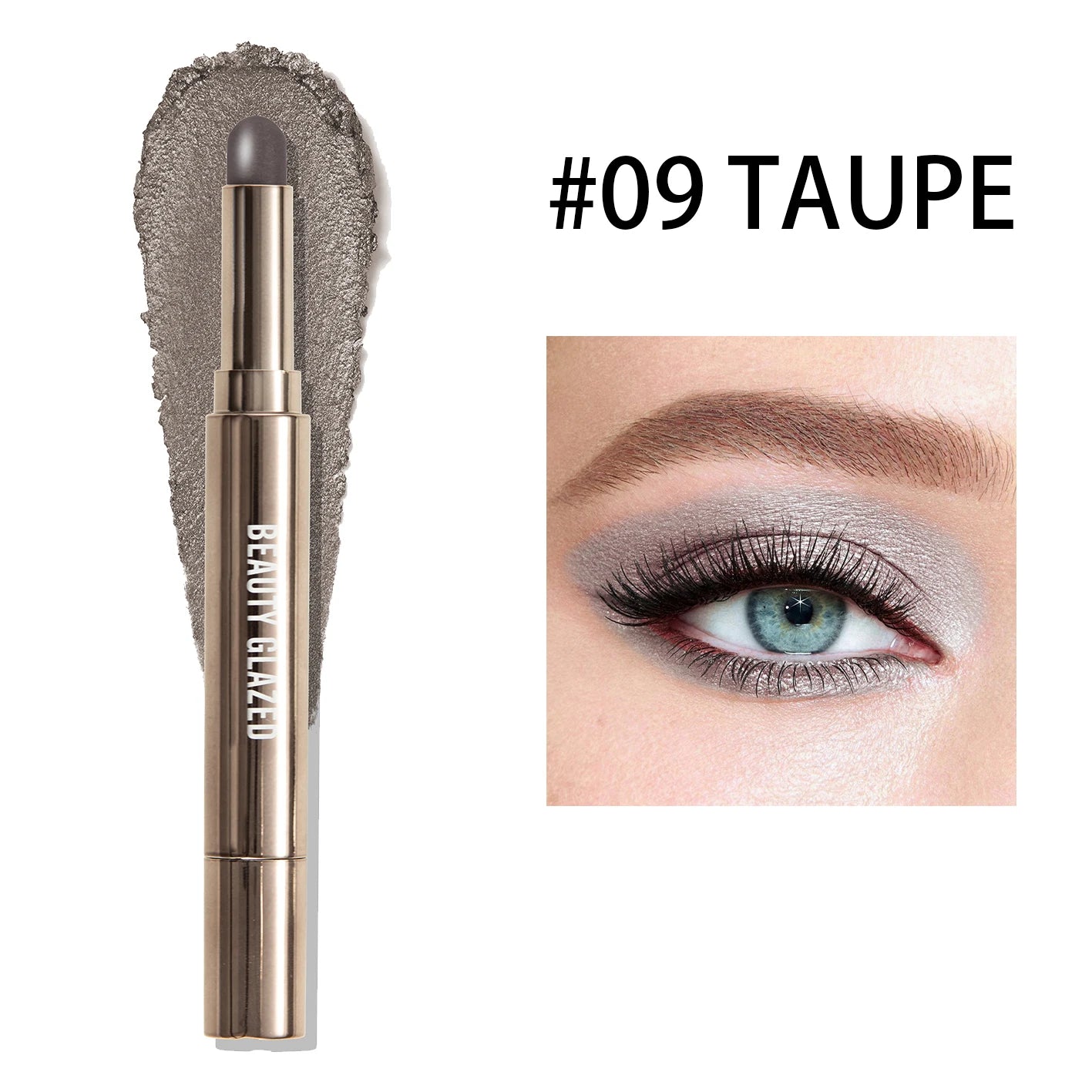 10 Color Double-Ended Eyeshadow Stick Portable Pearlescent Long-Lasting Makeup Pen with Sponge Brush for Easy Contouring