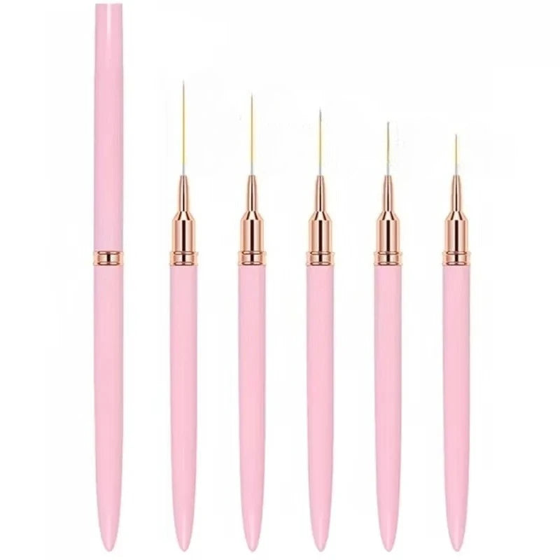 5pcs Nail Art Liner Brush Set UV Gel Nail Brushes Kits French Stripe Line Painting Drawing Flower Pen Professional Manicure Tool